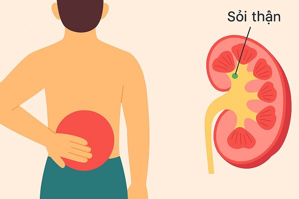 Hình ảnh mô tả vị trí đau quặn thận điển hình