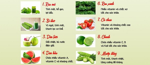 Các loại rau xanh tươi giúp thanh nhiệt mát gan tự nhiên