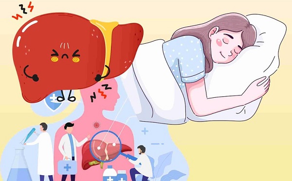 Hình minh họa tác động của viêm gan lên giấc ngủ
