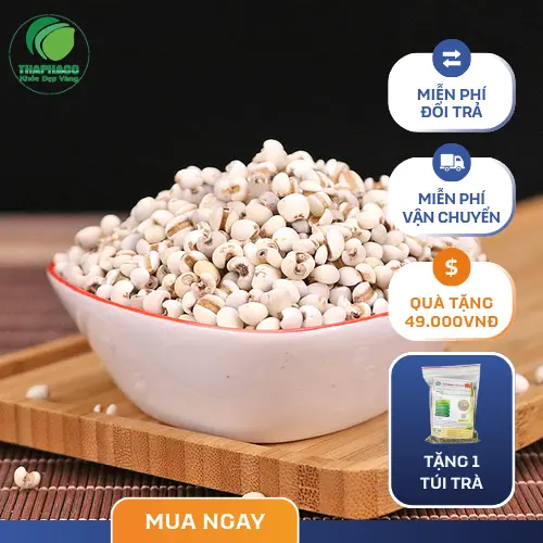 Ý Dĩ được đựng trong túi zip bảo quản, kèm nhãn mác thương hiệu Tấn Phát