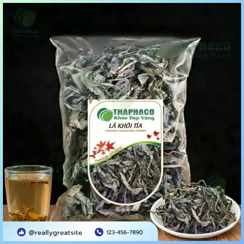 Hình ảnh lá Khôi Tía khô, loại thảo dược hỗ trợ tiêu hóa được ưa chuộng